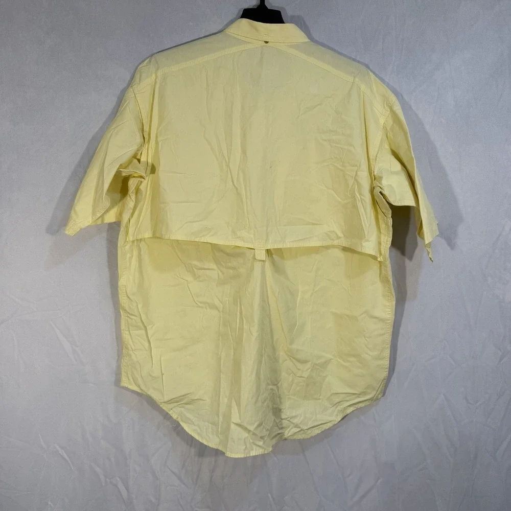 Cabelas‎ Mens Large Yellow Vented Short Sleeve Fishing Outdoor Hike Button Up